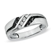 Thumbnail Image 1 of 1/5 CT. T.W. Black and White Diamond Slant Wedding Band in 10K White Gold