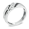 Thumbnail Image 2 of 1/5 CT. T.W. Black and White Diamond Slant Wedding Band in 10K White Gold
