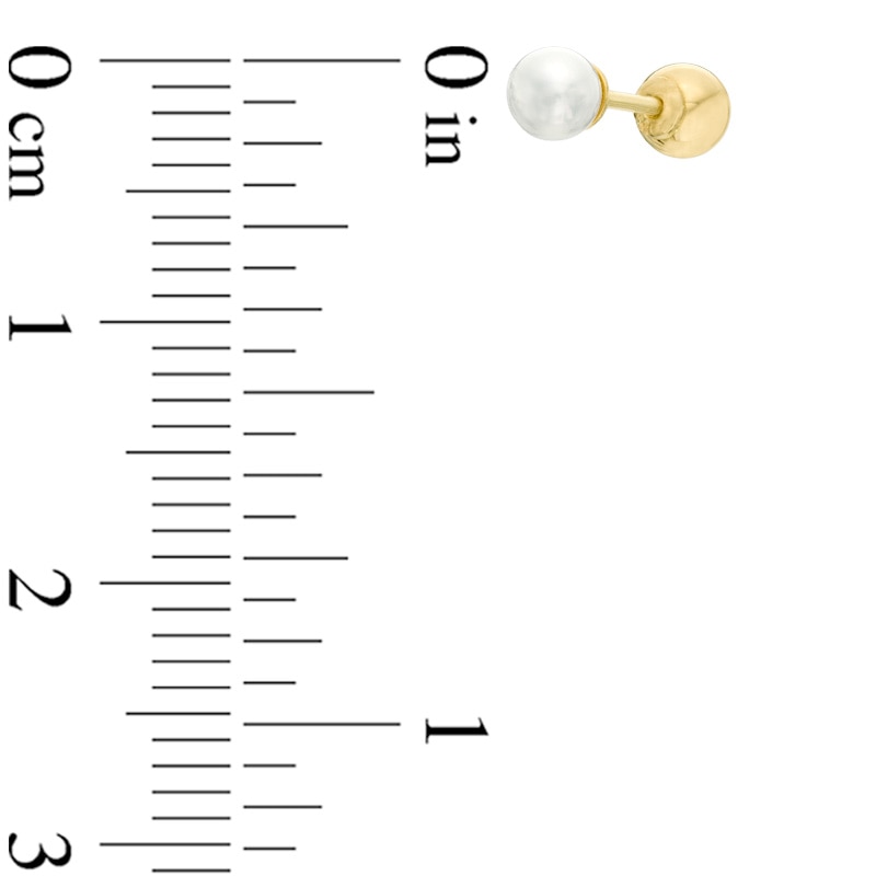 Child's Reversible 3.75mm Cultured Freshwater Pearl and 14K Gold Ball Stud Earrings