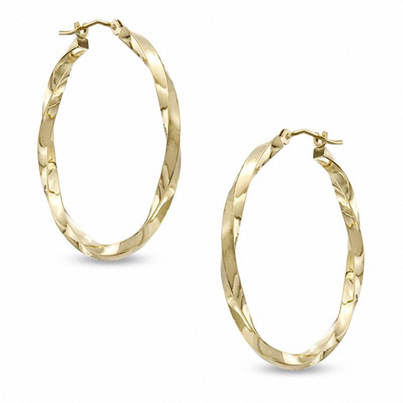 30.0mm Square Twist Hoop Earrings in 14K Gold