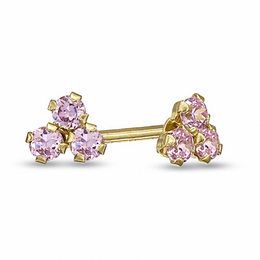 Child's Pink Cubic Zirconia Stud Earrings in 14K Gold