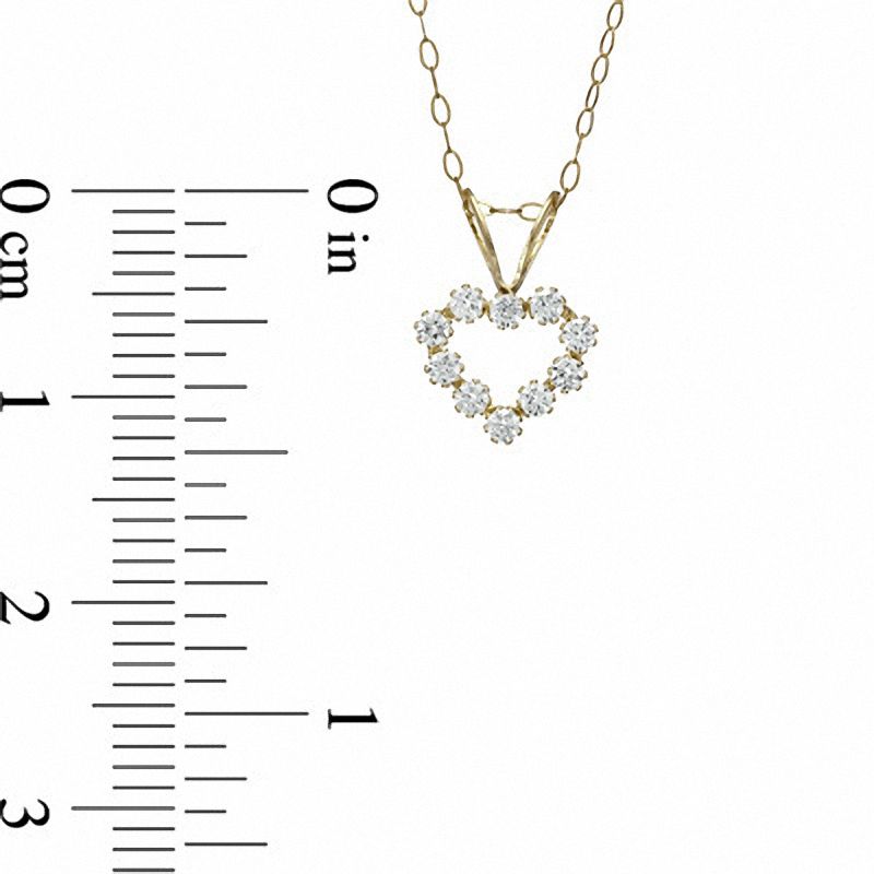 Main Image 2 of Child's Cubic Zirconia Heart Pendant in 14K Gold - 13"