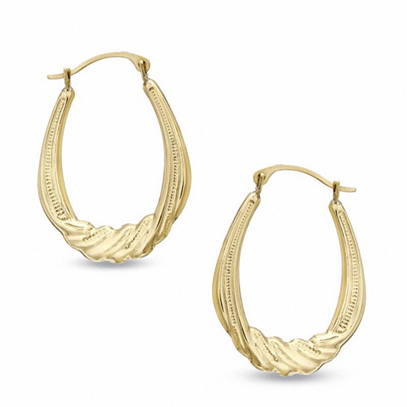 Oval Twist Hoop Earrings in 14K Gold