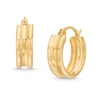 Thumbnail Image 0 of 15.0mm Polished Ribbed Hoop Earrings in 14K Gold