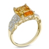 Thumbnail Image 1 of Emerald-Cut Citrine and Lab-Created White Sapphire Pendant and Ring Set in Sterling Silver with 14K Gold Plate - Size 7