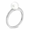 Thumbnail Image 2 of 8.0-8.5mm Freshwater Cultured Pearl and Lab-Created White Sapphire Jewerly Set in Sterling Silver