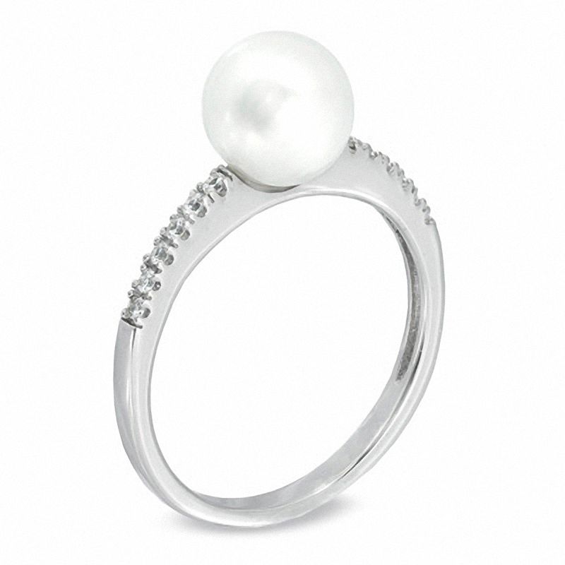 Main Image 2 of 8.0-8.5mm Freshwater Cultured Pearl and Lab-Created White Sapphire Jewerly Set in Sterling Silver