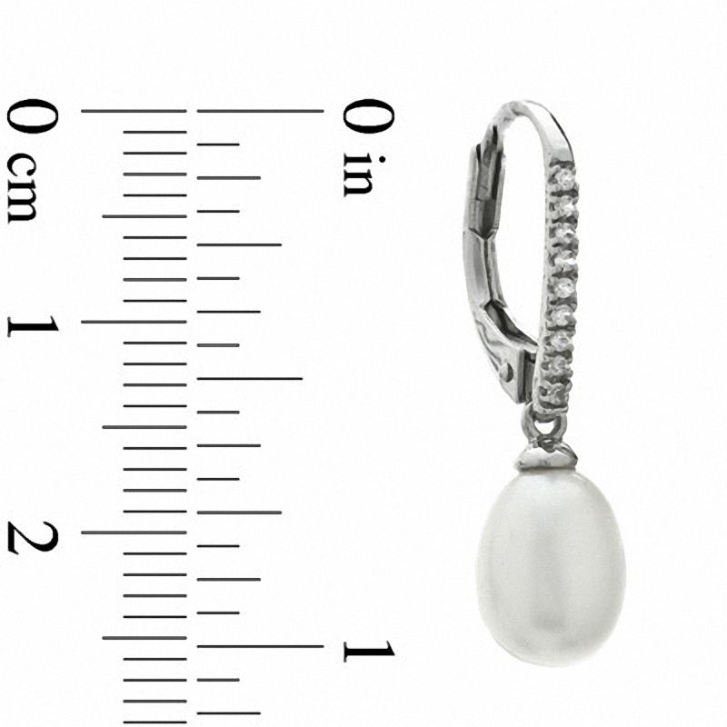 Main Image 4 of 8.0-8.5mm Freshwater Cultured Pearl and Lab-Created White Sapphire Jewerly Set in Sterling Silver