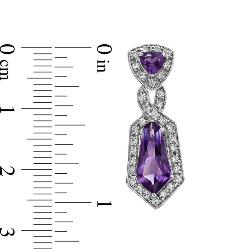 Main Image 3 of Amethyst and Lab-Created White Sapphire Pendant and Earring Set in Sterling Silver