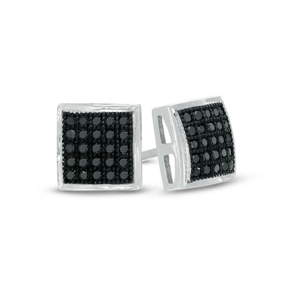 1/8 CT. T.W. Black Diamond Square Earrings in 14K White Gold | Zales Outlet