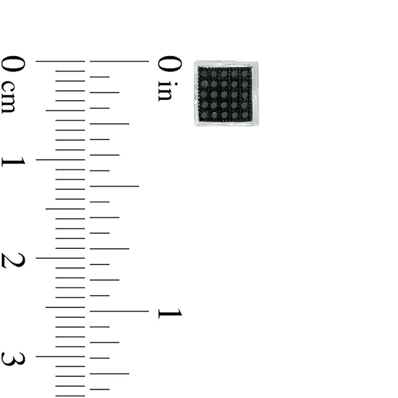 Main Image 2 of 1/8 CT. T.W. Black Diamond Square Earrings in 14K White Gold