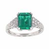 Thumbnail Image 0 of Emerald-Cut Lab-Created Emerald and Diamond Accent Ring in 14K White Gold