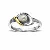Thumbnail Image 1 of 6.0mm Freshwater Cultured Pearl and Diamond Accent Calla Lily Ring in Sterling Silver and 14K Gold
