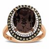 Thumbnail Image 0 of Oval Smoky Quartz and 1/3 CT. T.W. Enhanced Champagne and White Diamond Ring in 14K Rose Gold