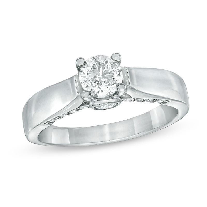 Main Image 1 of 1 CT. T.W. Certified Diamond Engagement Ring in 14K White Gold (J/I2)