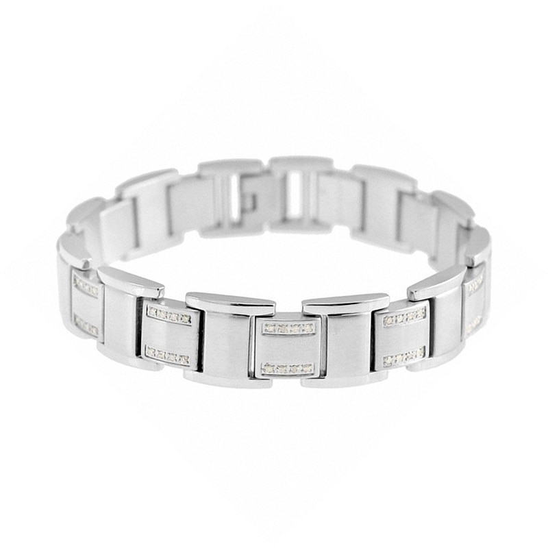 Men's 3/4 CT. T.W. Diamond Bracelet in Stainless Steel - 8.5"