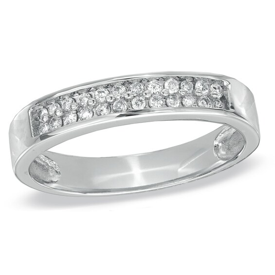 Men's 1/4 CT. T.W. Diamond Wedding Band In 10K White Gold