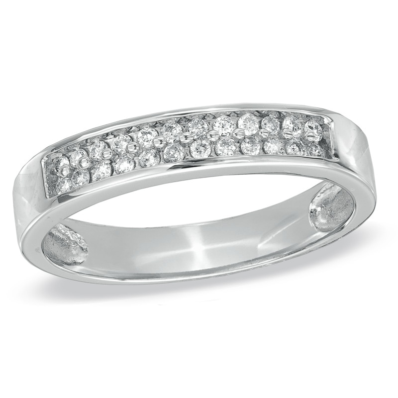 Men's 1/4 CT. T.W. Diamond Wedding Band in 10K White Gold