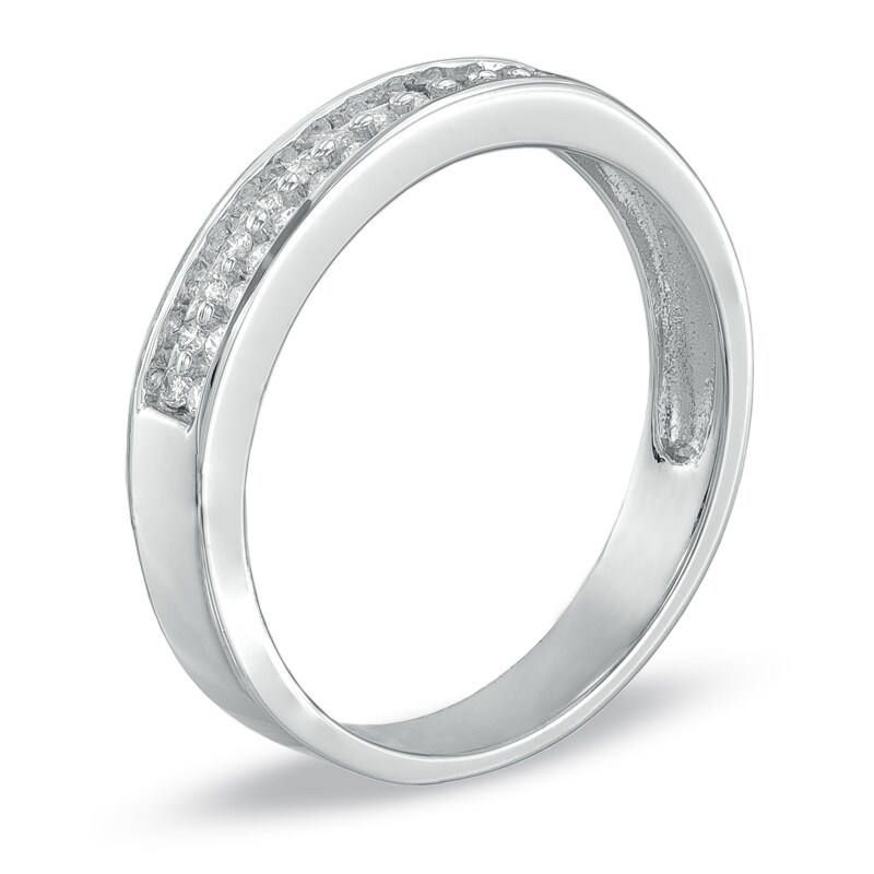 Men's 1/4 CT. T.W. Diamond Wedding Band in 10K White Gold