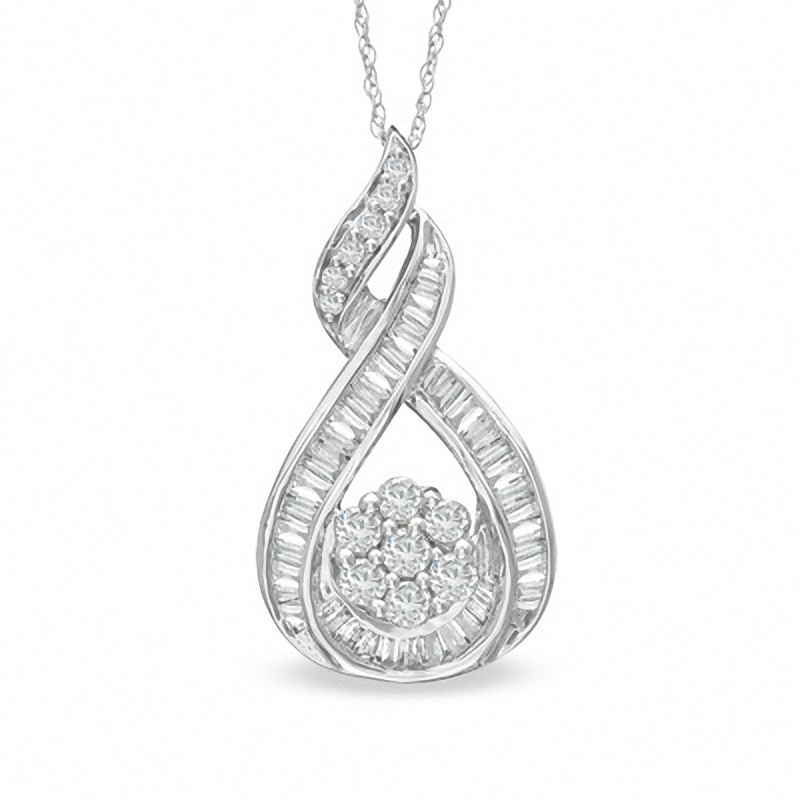 Main Image 1 of 1 CT. T.W. Diamond Wrapped Flower Pendant in 10K White Gold