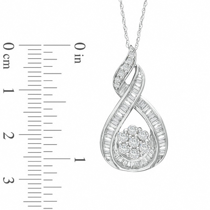 Main Image 2 of 1 CT. T.W. Diamond Wrapped Flower Pendant in 10K White Gold