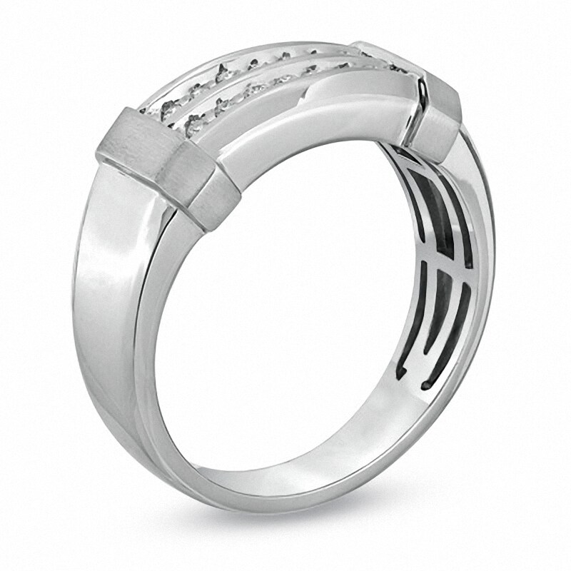 Main Image 2 of 1/5 CT. T.W. Diamond Double Row Wedding Band in 10K White Gold