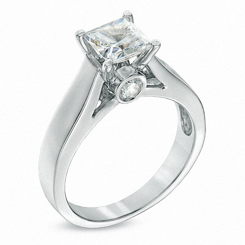 1-1/5 CT. T.W. Certified Princess-Cut Diamond Engagement Ring in 14K White Gold (J/I2)