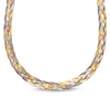 Thumbnail Image 0 of 7.0mm Braided Herringbone Chain Necklace in 10K Tri-Tone Gold - 17"