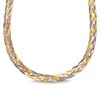 Thumbnail Image 1 of 7.0mm Braided Herringbone Chain Necklace in 10K Tri-Tone Gold - 17"