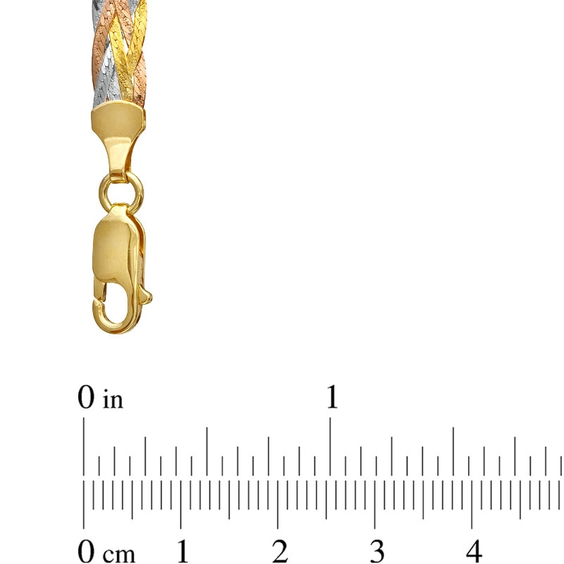7.0mm Braided Herringbone Chain Necklace in 10K Tri-Tone Gold - 17"