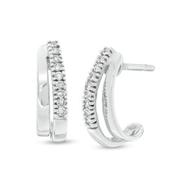 1/10 CT. T.W. Diamond Double J-Hoop Earrings in 10K White Gold