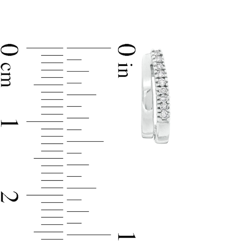 Main Image 2 of 1/10 CT. T.W. Diamond Double J-Hoop Earrings in 10K White Gold