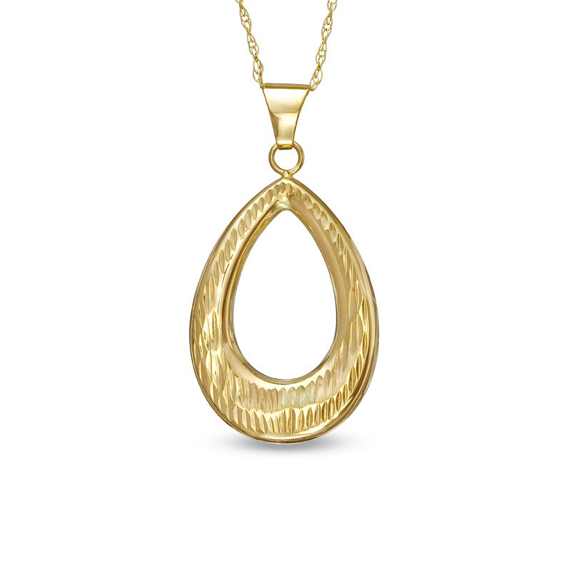 Main Image 1 of Diamond-Cut Pear-Shaped Pendant in 14K Gold