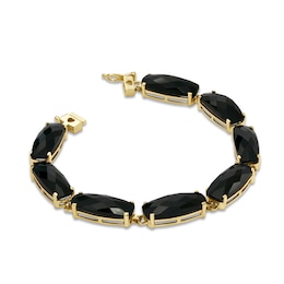 Cushion-Cut Black Onyx Line Bracelet in 10K Gold