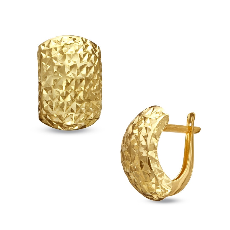 Diamond-Cut Textured Hoop Earrings in 14K Gold