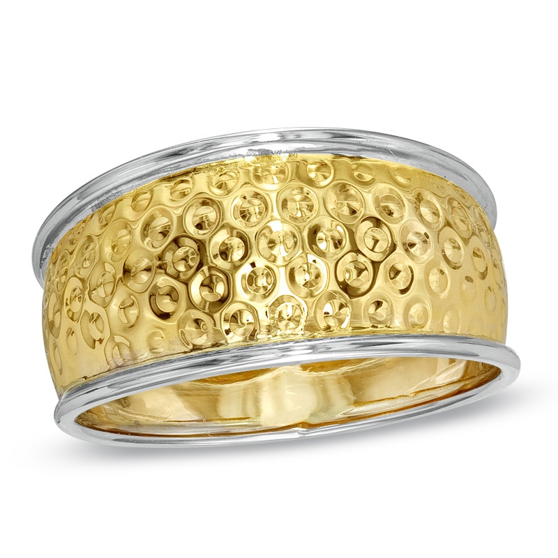 Hammered Pattern Ring in 14K Two-Tone Gold