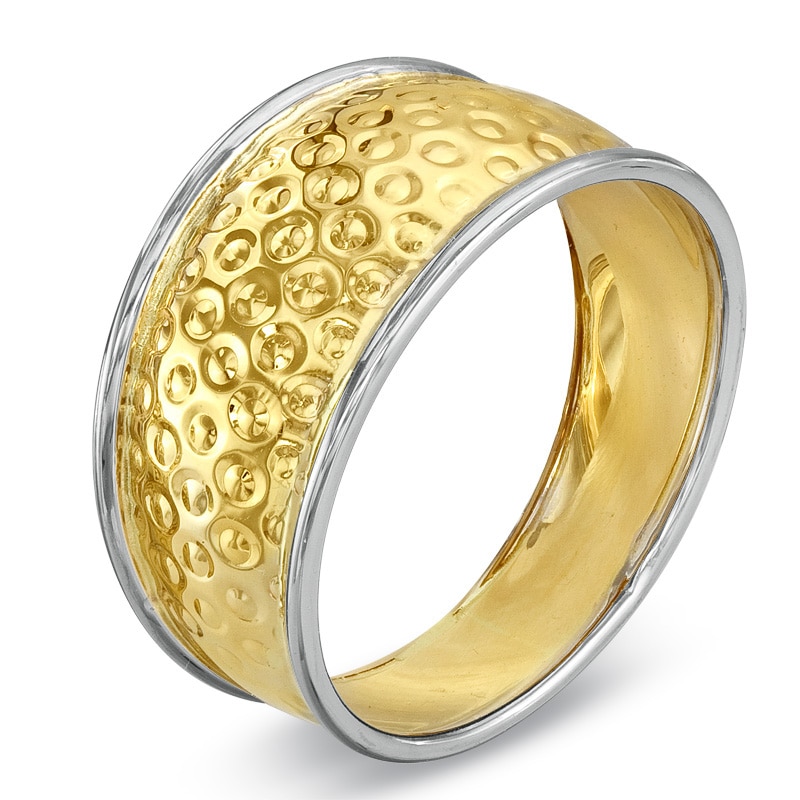 Hammered Pattern Ring in 14K Two-Tone Gold