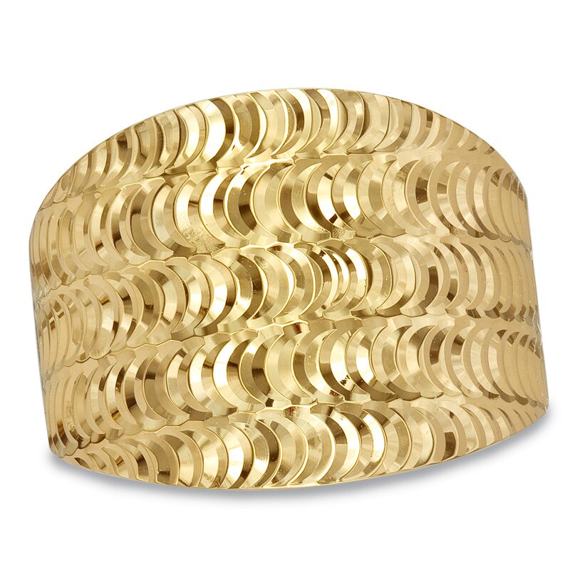 Main Image 1 of Diamond-Cut Wave Ring in 14K Gold