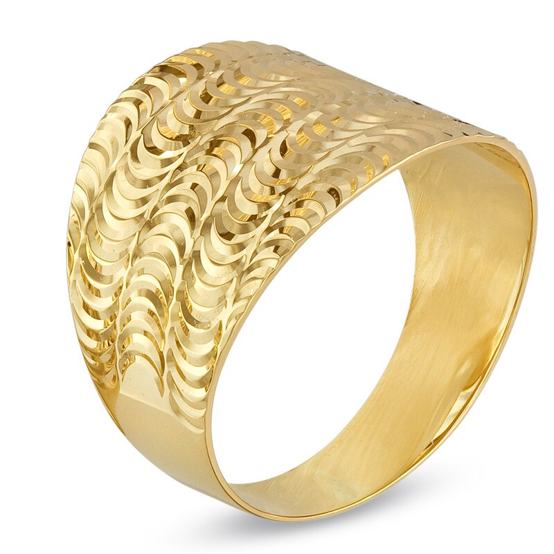 Main Image 2 of Diamond-Cut Wave Ring in 14K Gold