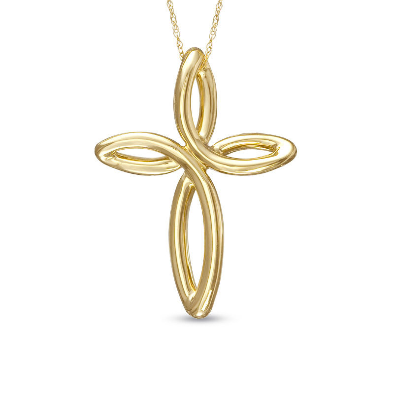Main Image 1 of Loop Cross Pendant in 14K Gold Electroform
