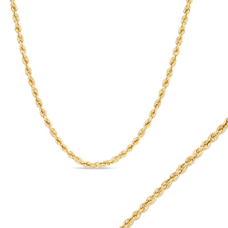 3.0mm Rope Chain Necklace and Bracelet Set in Hollow 14K Gold