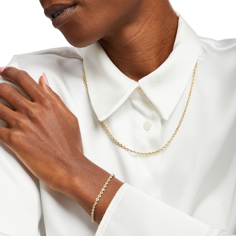 Main Image 2 of 3.0mm Rope Chain Necklace and Bracelet Set in Hollow 14K Gold