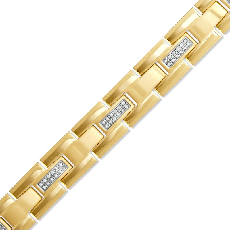Main Image 1 of 3/8 CT. T.W. Diamond Bracelet in Gold IP Stainless Steel - 8.5"