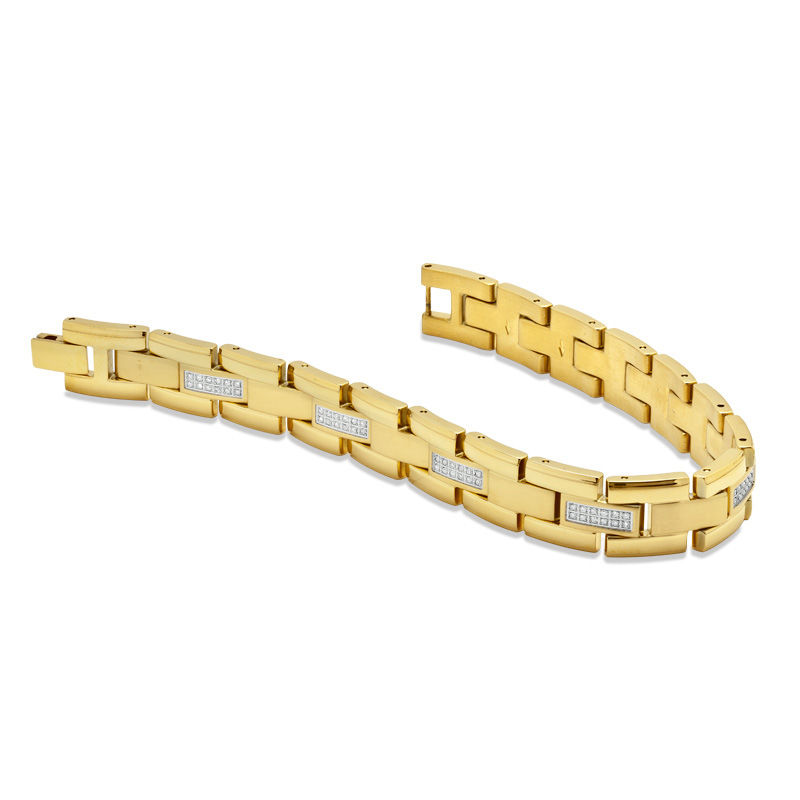 Main Image 2 of 3/8 CT. T.W. Diamond Bracelet in Gold IP Stainless Steel - 8.5"