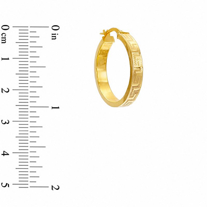 Main Image 2 of Greek Key Hoop Earrings in 14K Gold