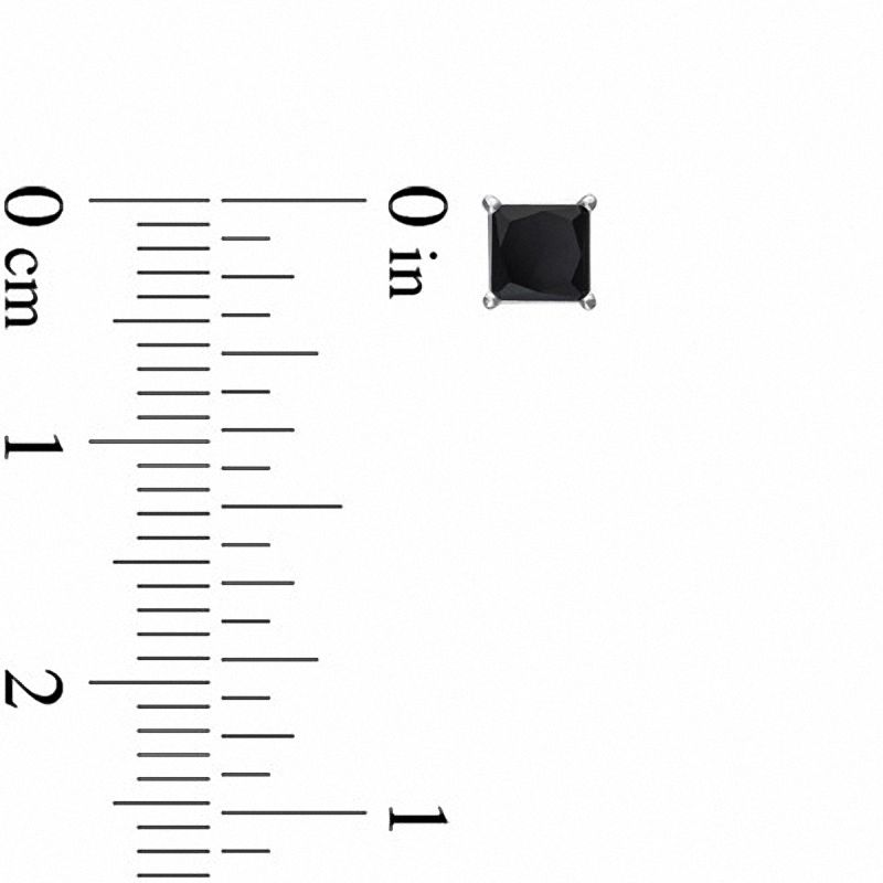 Main Image 2 of 1 CT. T.W. Princess-Cut Black Diamond Solitaire Stud Earrings in 10K White Gold
