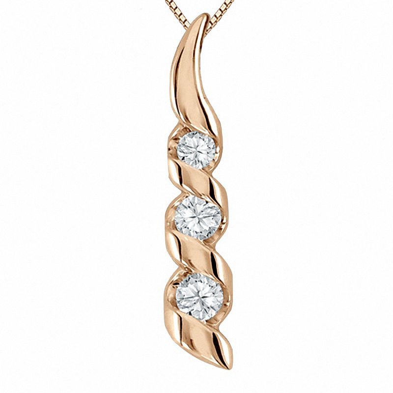 Sirena™ 1/3 CT. T.W. Diamond Three Stone Pendant in 14K Rose Gold