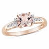 Thumbnail Image 1 of 6.0mm Cushion-Cut Pink Morganite and Diamond Accent Engagement Ring in 10K Rose Gold