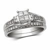 Thumbnail Image 0 of 1/2 CT. T.W. Quad Diamond Three Stone Bridal Set in 14K White Gold