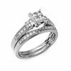 Thumbnail Image 1 of 1/2 CT. T.W. Quad Diamond Three Stone Bridal Set in 14K White Gold